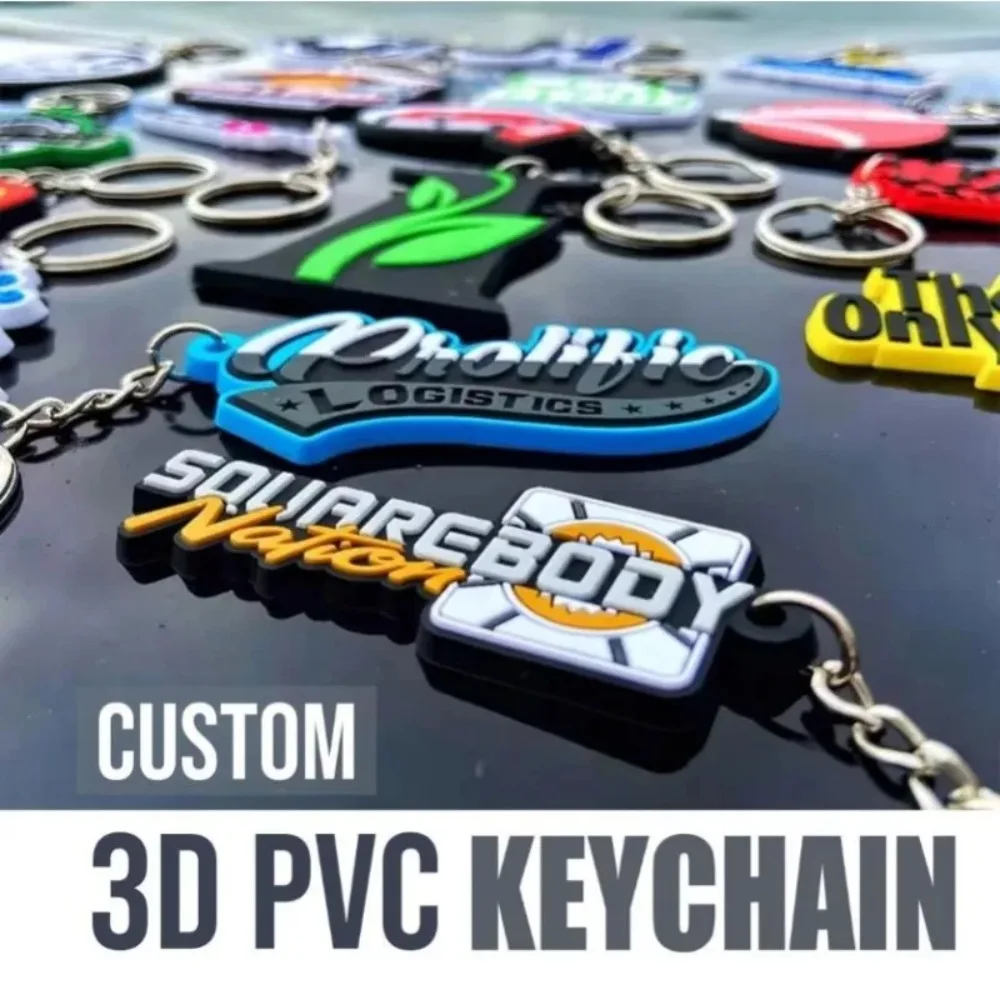 

Custom PVC Keychains Customize Soft Rubber Keychain with Design&Logo DIY Silicone Key Personalized Embroidered Keychain for Bag