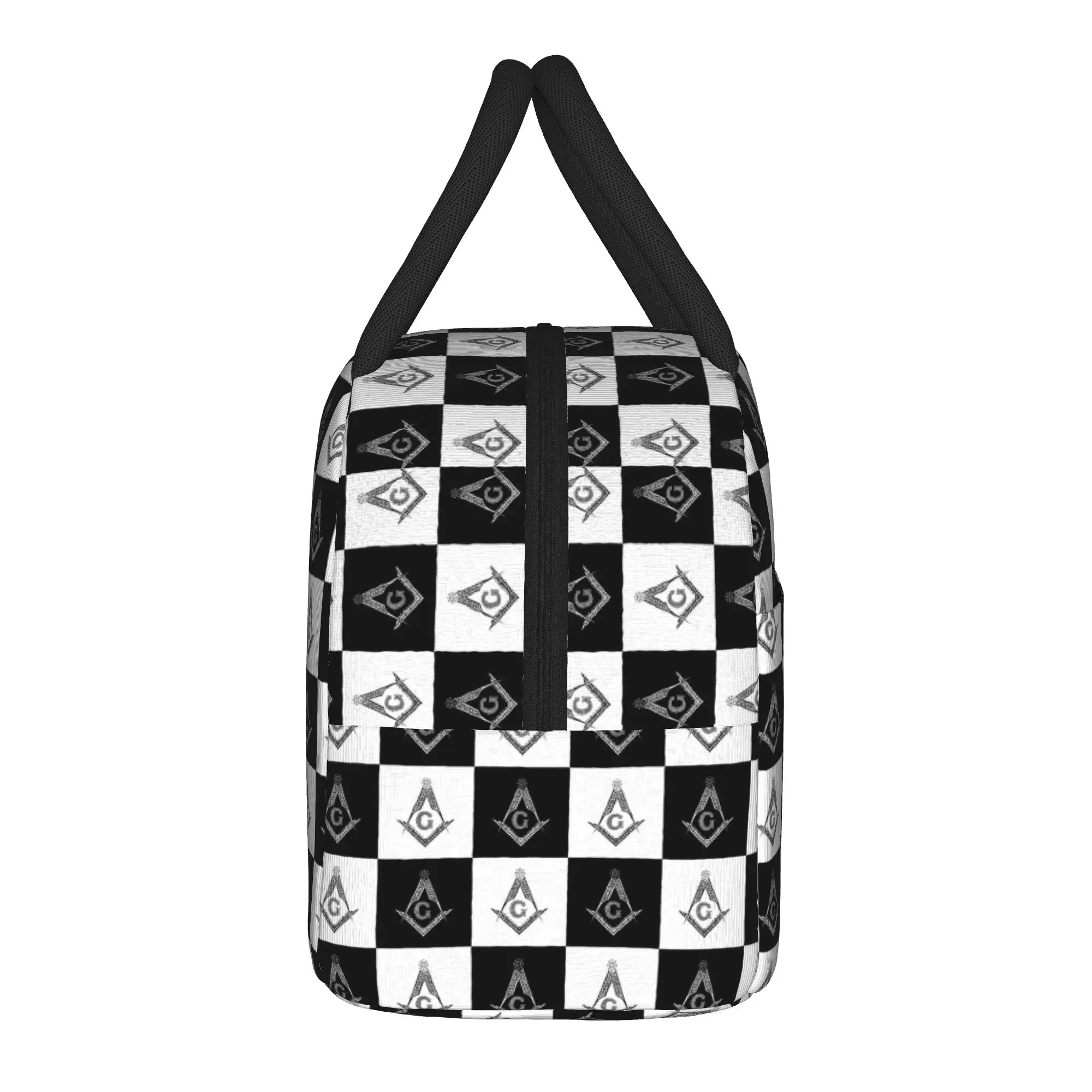 Freemason Checkered Insulated Lunch Bags Large Sacred Geometry Lunch Container Cooler Bag Lunch Box Tote Work  Outdoor Girl Boy