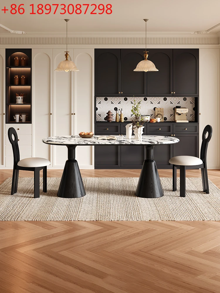 طاولة طعام رخامية فرنسية بولغاري منزلية بسيطة وشقة صغيرة وطاولة طعام متوسطة وقديمة الطراز