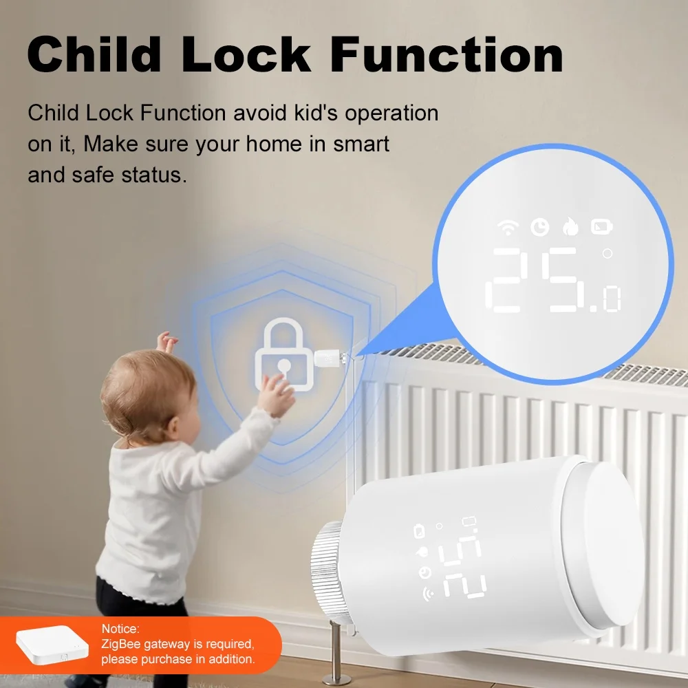 Tuya ZigBee3.0 Aktuator Radiator Katup Termostat yang Dapat Diprogram Pengontrol Suhu Smart Life bekerja dengan Alexa Google Alice