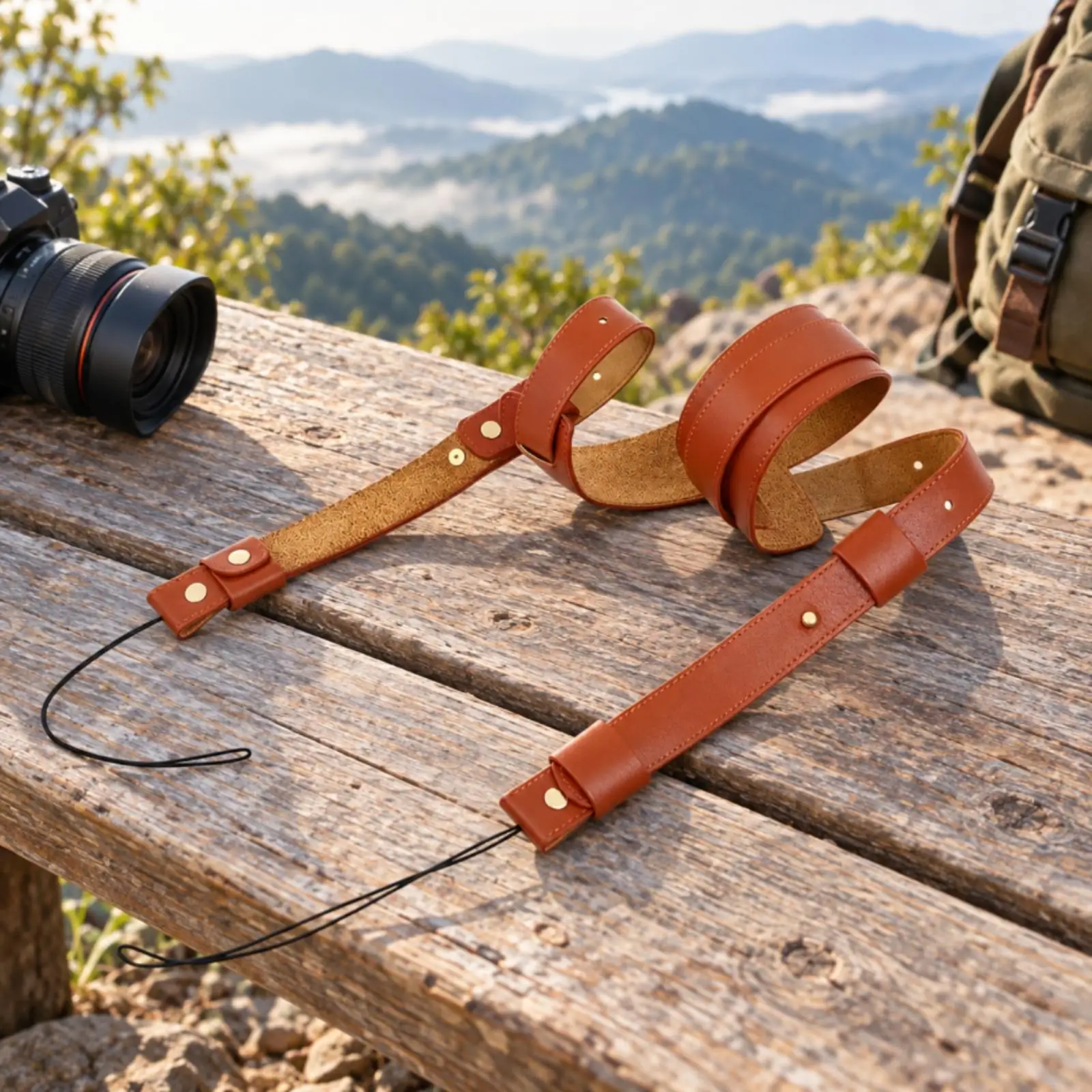 Cowhide Leather Camera Sling Strap Adjustable Length for DSLR Street Studio Use Vintage Design Accessory