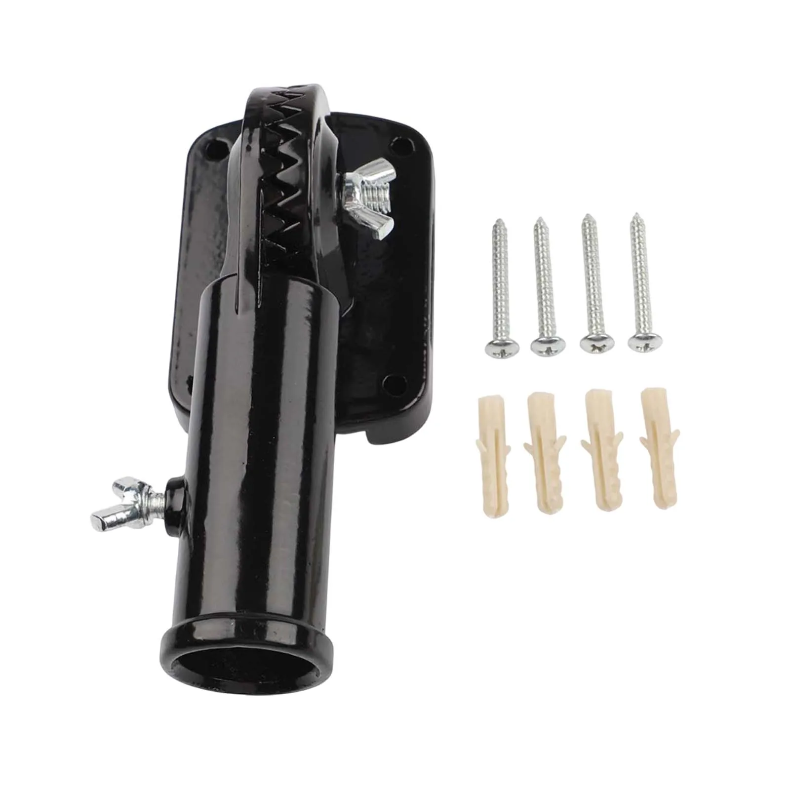 Flagpole base with 180 degree adjustable design constructed from aluminum alloy supporting wall and pole clamp mounting setups