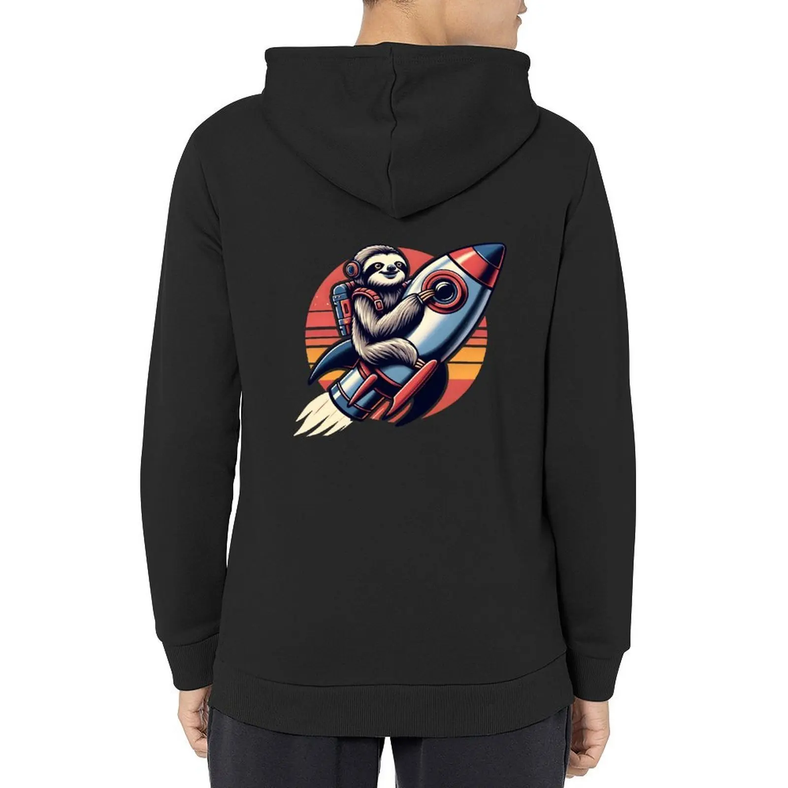 

Sloth Astronaut Rocket Ride - Retro Space Sunset Adventure Hoodie japanese style clothes for men men clothes japanese hoodie