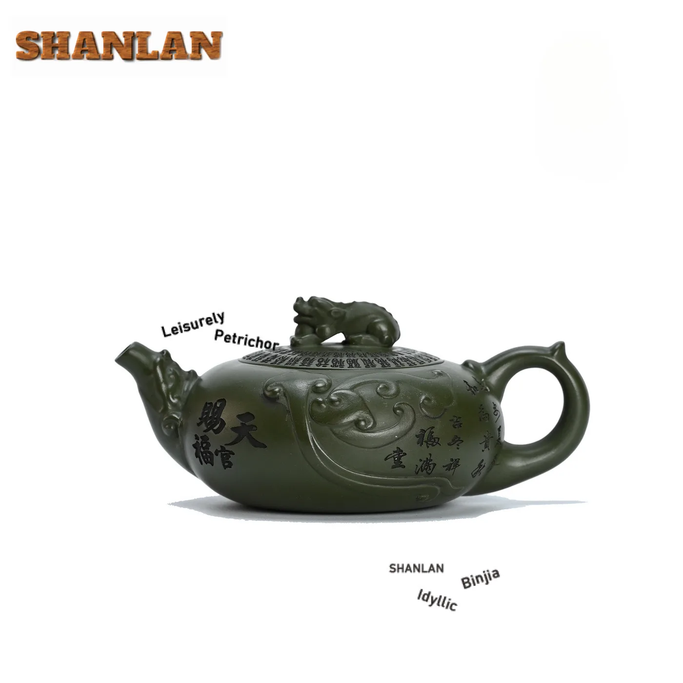 

210ml Boutique Yixing Purple Clay Teapots Handmade Hundred Blessings Wealth Pot Raw Ore Green Mud Kettle Zisha Tea Set Craft