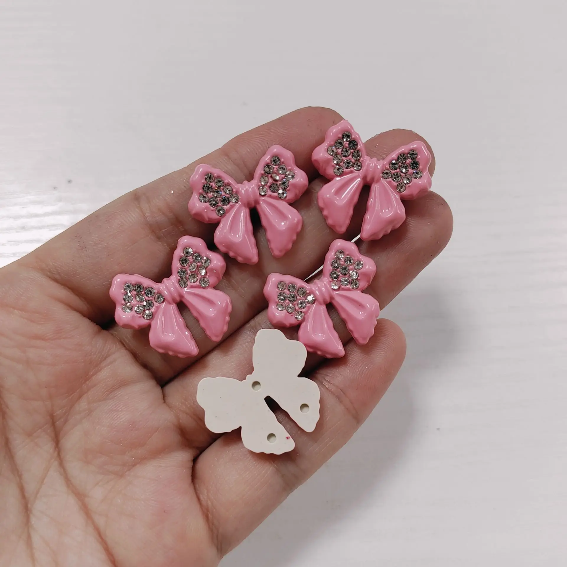 

10pcs Golden Silvery Bow Rhinestone Five Board Pearl Love Queen Words Plastic Ornament Diy Junk Phone Case Mirror Hair Decor