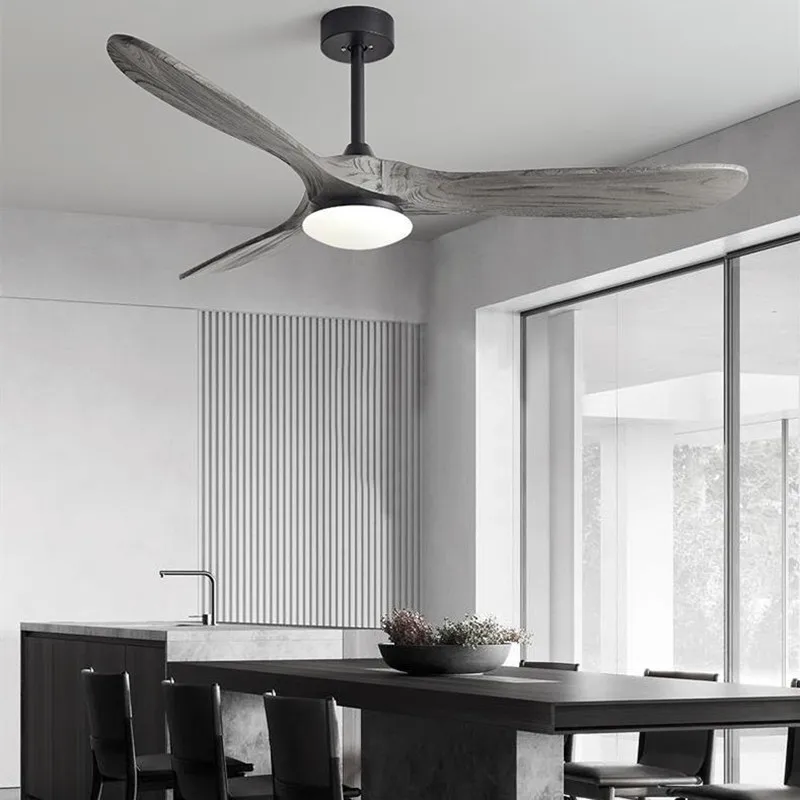 SENKAI Wood Ceiling Lights with Fan Led Ceiling Fan High Wind Solid Modern 80 Remote Control Home Office Living Room Fan Lamp