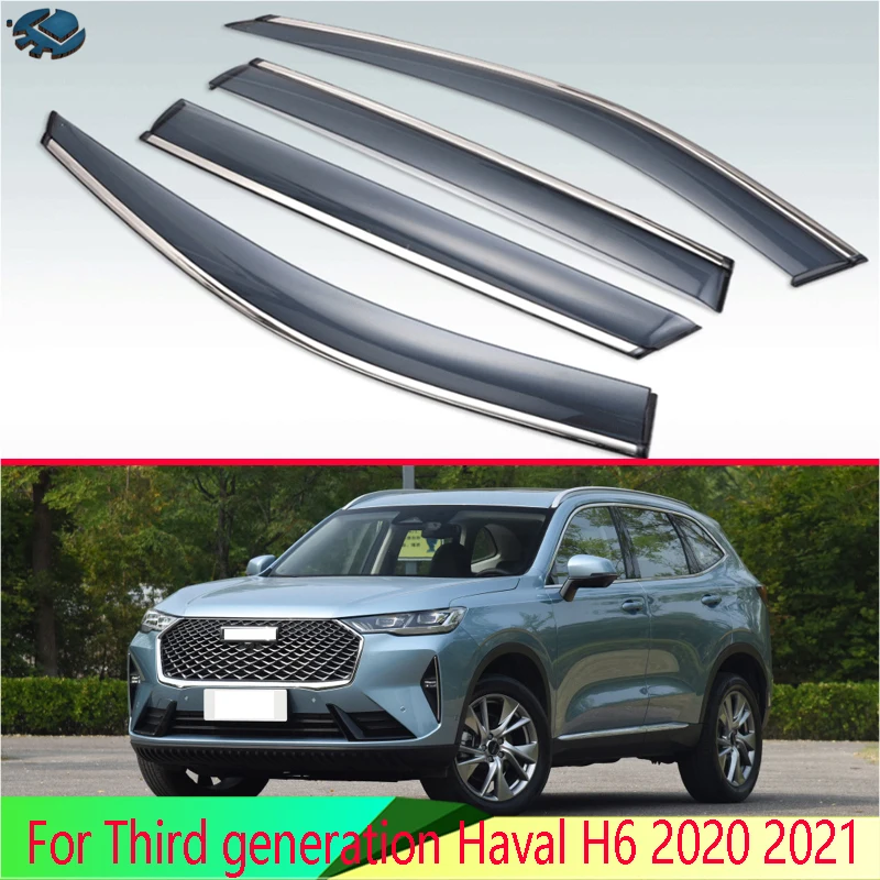 For Great Wall Haval H6 Third generation 2020 2021 Plastic Exterior Visor Vent Shades Window Sun Rain Guard Deflector 4pcs