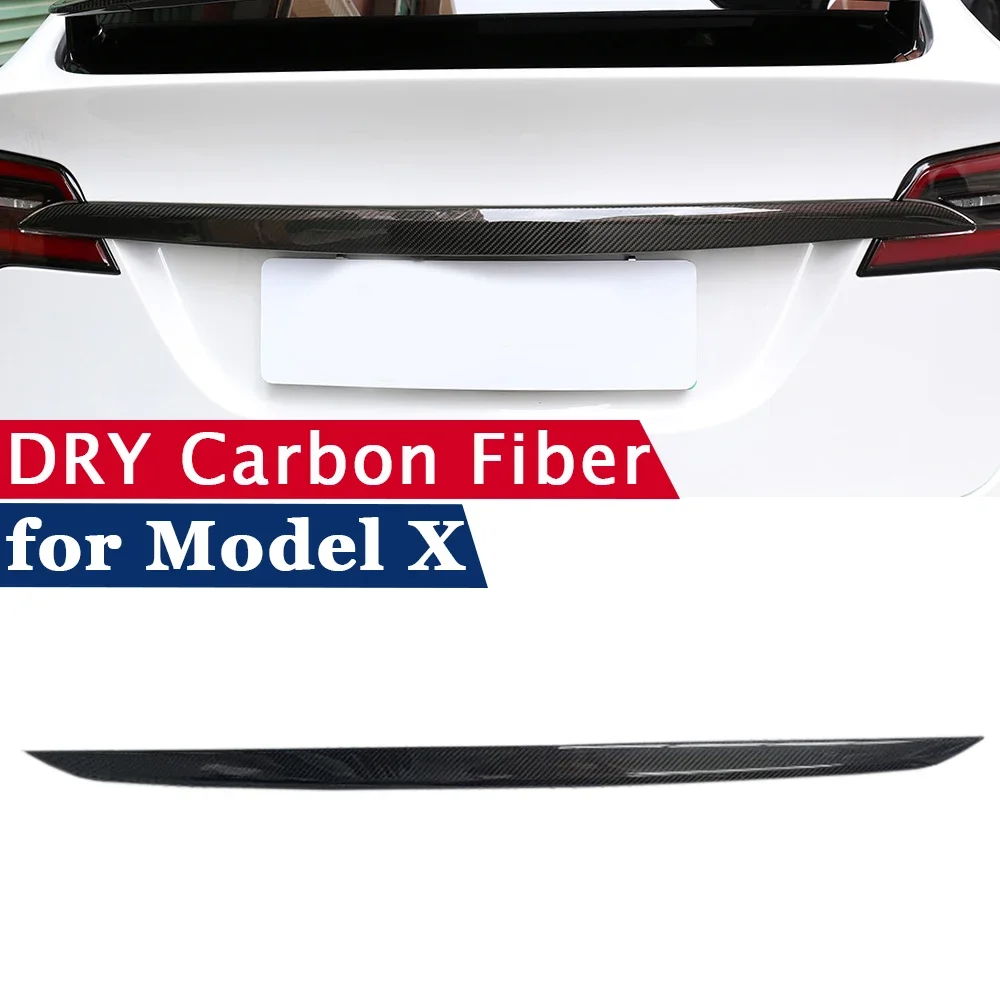 Dry Carbon Fiber Cover for Tesla Model X 2023 2024 Rear Spoiler Bumper Lip Trunk Wing Boot Spoiler Body Kits