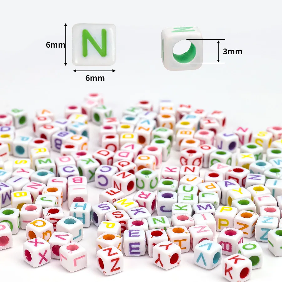 100pcs Acrylic Alphabet Cube Beads, Assorted A-Z Letter Spacer Beads for Bracelet and Necklace DIY Jewelry Making Craft Supplies
