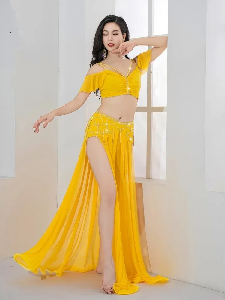 

Роскошный костюм для восточной танцовщицы с блестящей бахромой, карнавальный костюм для соревнований с короткими рукавами, роскошный костюм для танца живота