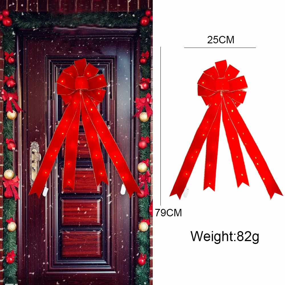 Luminous Bowknot Christmas Tree Decoration Reuasble Large Size Bow Hanging Christmas Pendant New Year Pendant