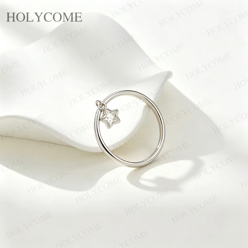 925 Sterling Silber Trendige kleine Stern-Anhängerringe mit Zirkonia, stapelbar, für Frauen, Jahrestag, edler Schmuck, Geschenk – Detail 6
