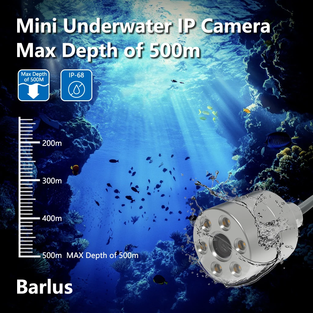 Mini Underwater IP Camera 50FPS 1080p HD RTMP Live Streaming Camera 140°Wide Angle for ROV Underwater Vehicles with 32FT Cable