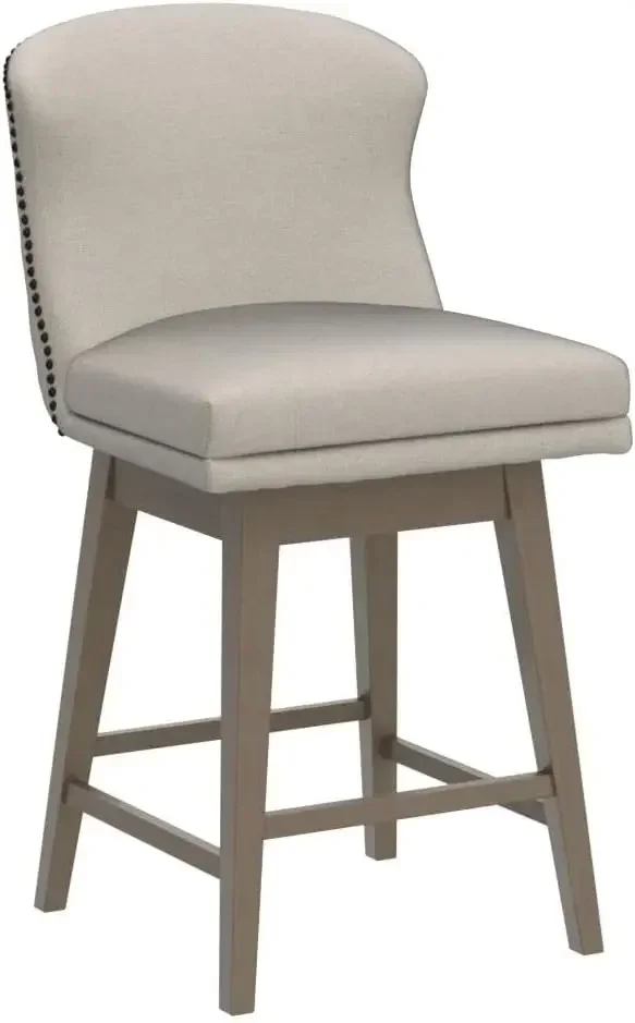 Counter Height Swivel Barstools, FSC Certified Upholstered Performance Fabric Bar Stools Set of 2, 26" Seat Height, Tan