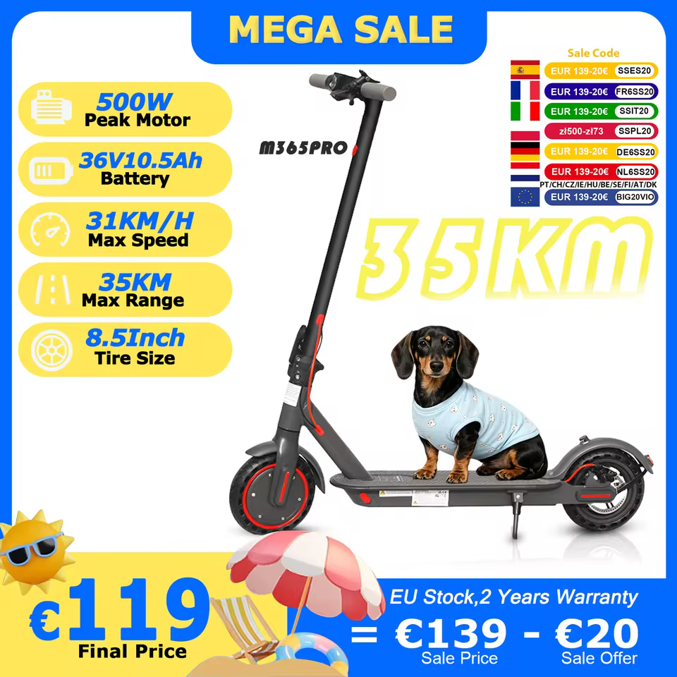 Patinete Eléctrico M365PRO/M365 X1, 36V 10.5Ah, Motor de 500W, 35KM de Autonomía, 31KM/H, Llantas Sólidas de 8.5 Pulgadas, Plegable, con APP Inteligente