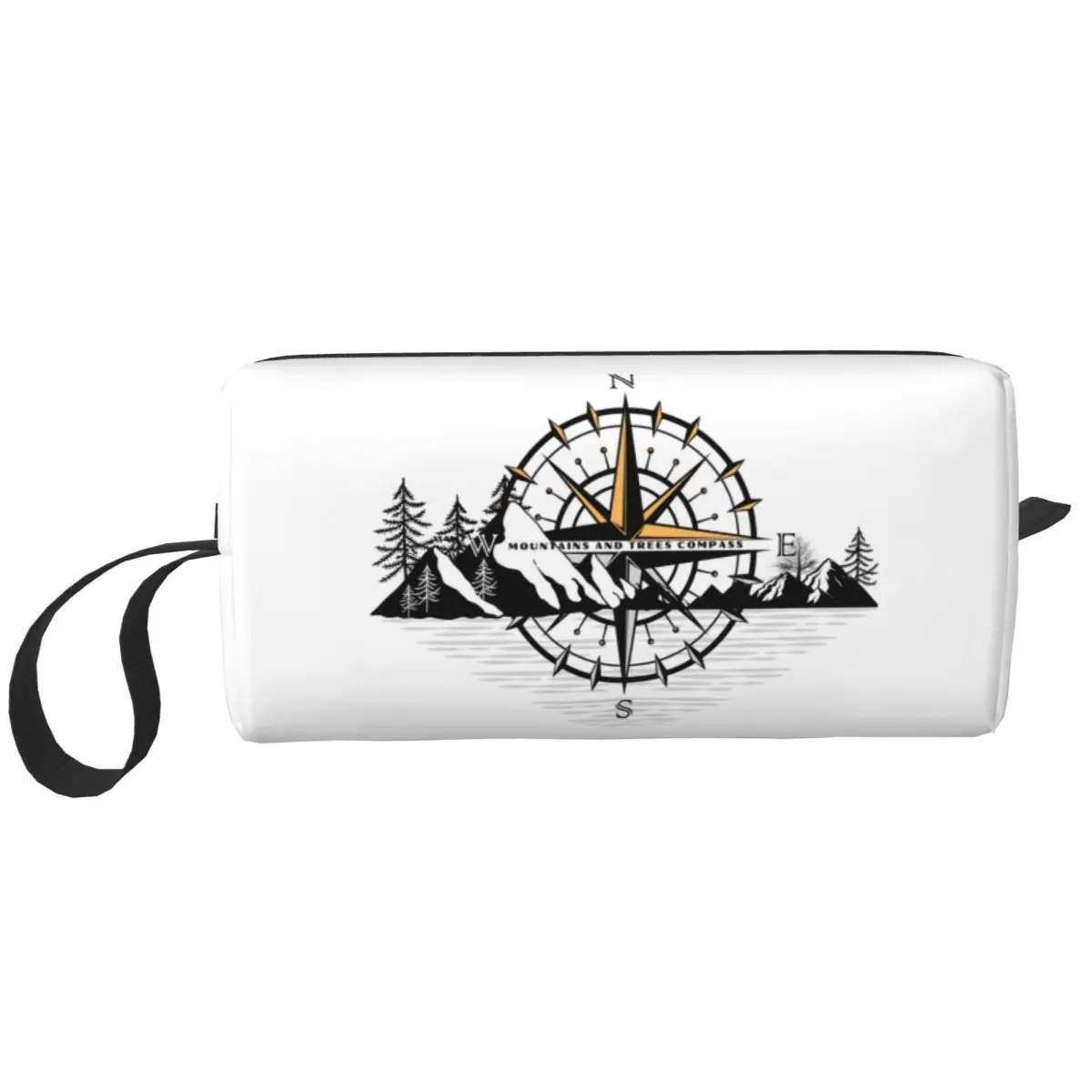 Mountains And Trees Compass Cosmetic Bag Women Kawaii Large Capacity Makeup Case Beauty Storage Toiletry Bags