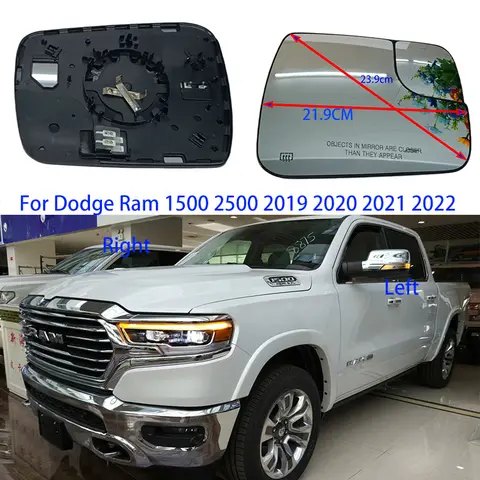 For Dodge Ram 1500 2500 2019 2020 2021 2022 Car Front Door Side Rearview Mirror Glass Heated Blind Spot 68402036AA 68402095AA