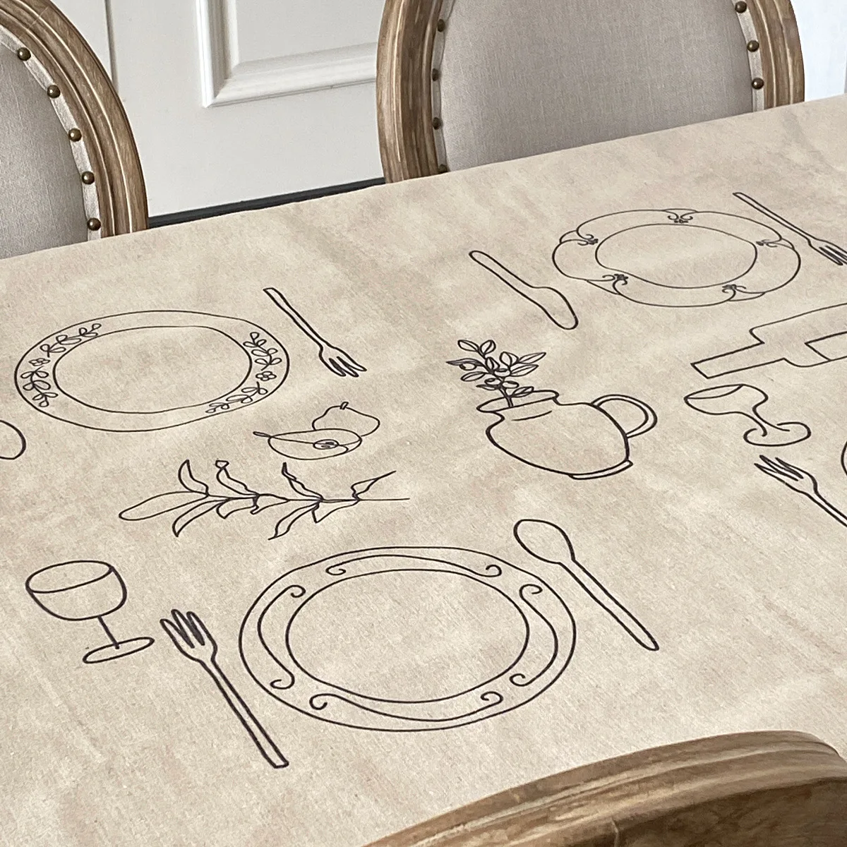 Creative Cotton and Linen Table Cloth Ins Style Personalized Line Sketching Tablecloth Modern Picnic Cloth Tea Table Cover