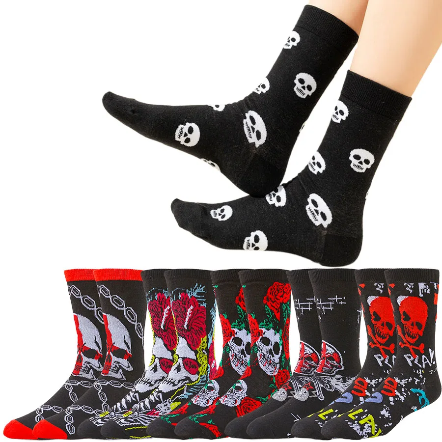 

Men Women Skull Tube Socks Happy Socks Street Fashion Designer Hip Hop Funny Novelty Dress Socks Warm Comfort Winter Casual Wear