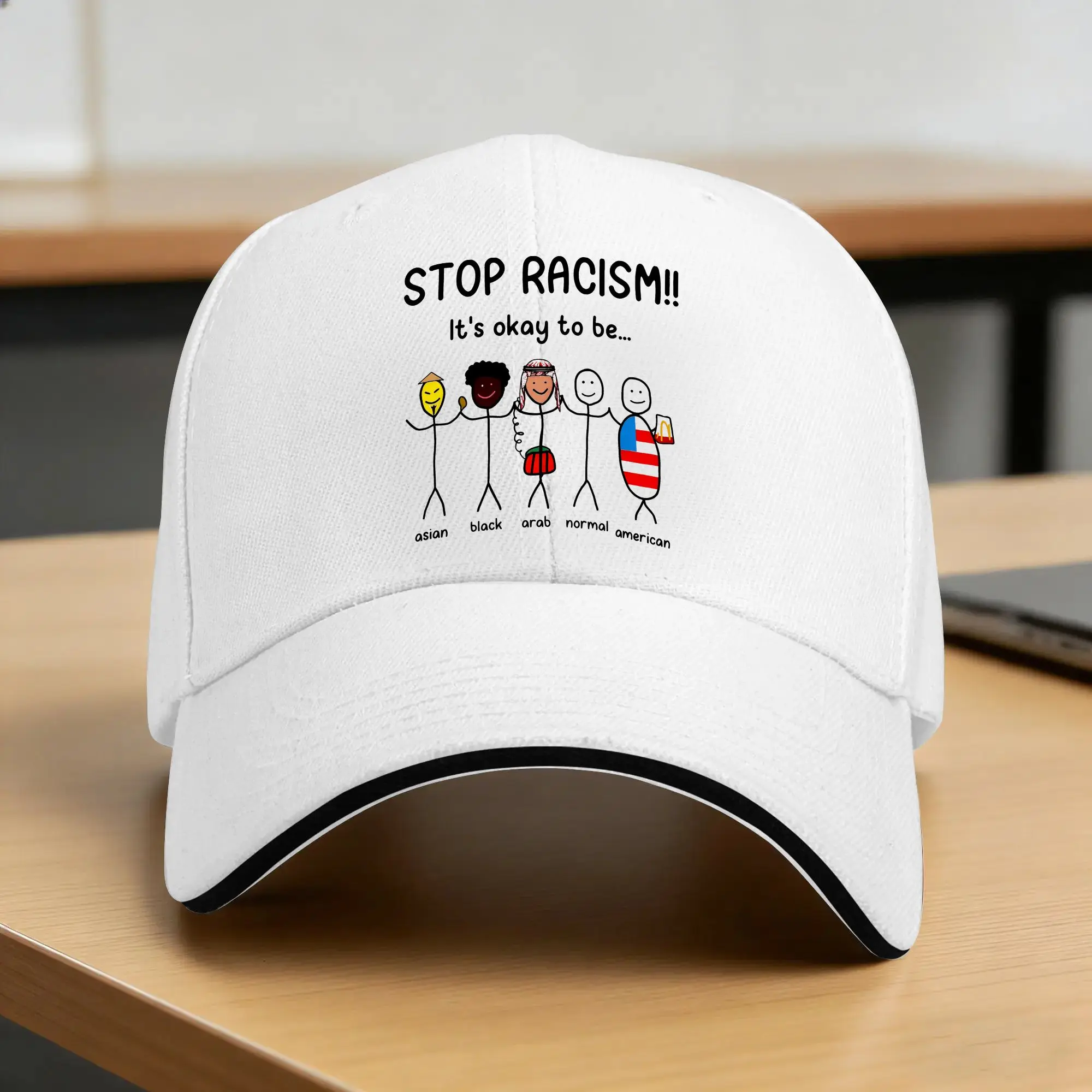 Summer Casual Baseball Cap Stop Racism It's Okay To Be Asian Black Arab Normal American Funny Anti-Racism Stylish Baseball Caps