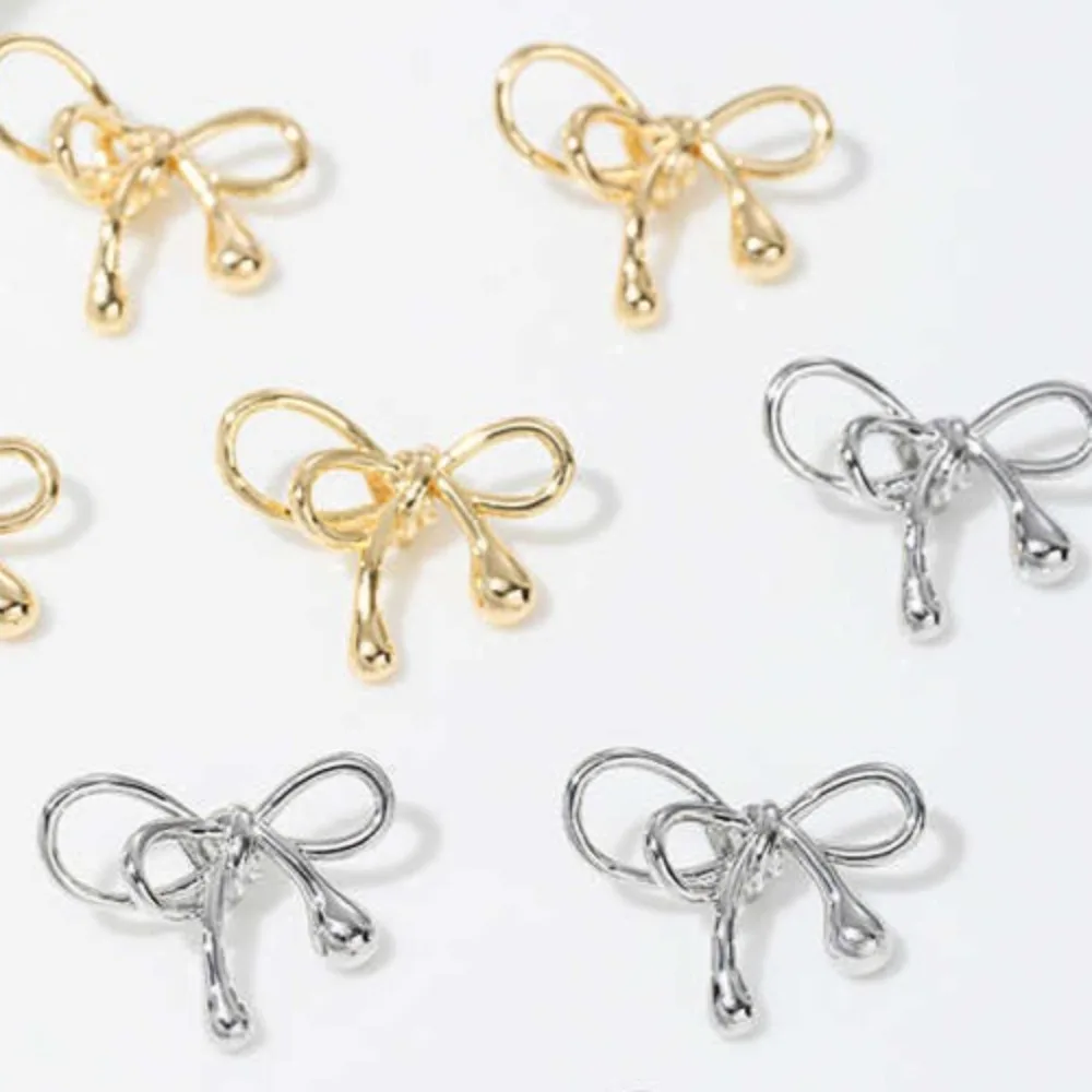 

1pcs Copper Charms 18K Gold Color Line Bow Bead Spacer Necklace Pendant DIY Handmade Jewelry Bracelet Beaded Accessories