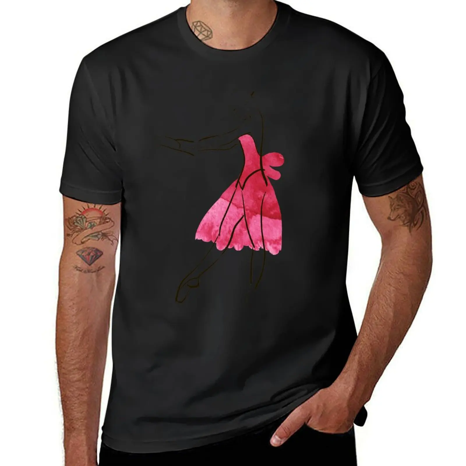 Vector hand drawing ballerina figure, watercolor illustration T-Shirt vintage hippie clothes blanks workout shirts for men