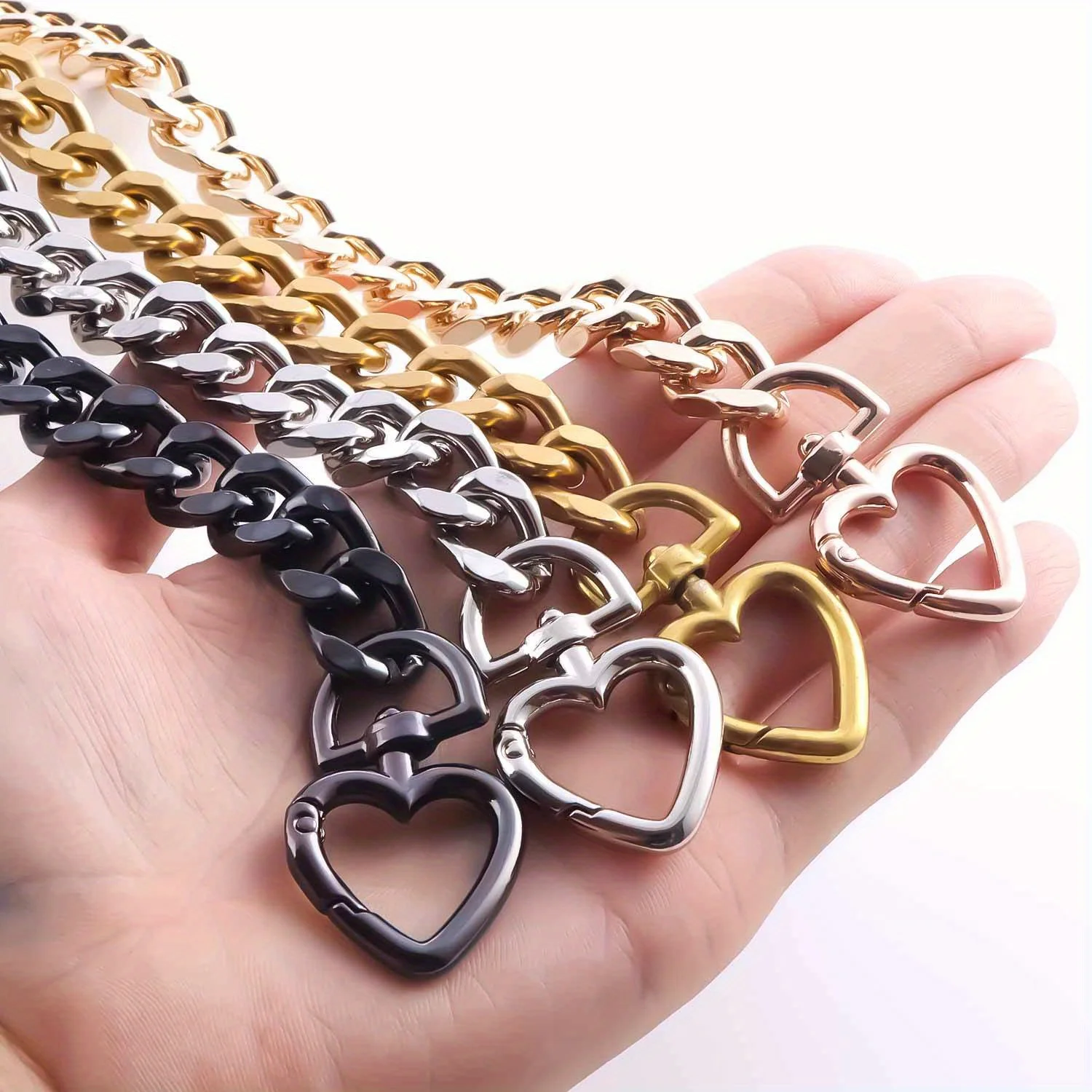 Heart Shape Purse Extender Chain for Metal Handbag Replacement Purse Chain Strap Shoulder Strap DIY