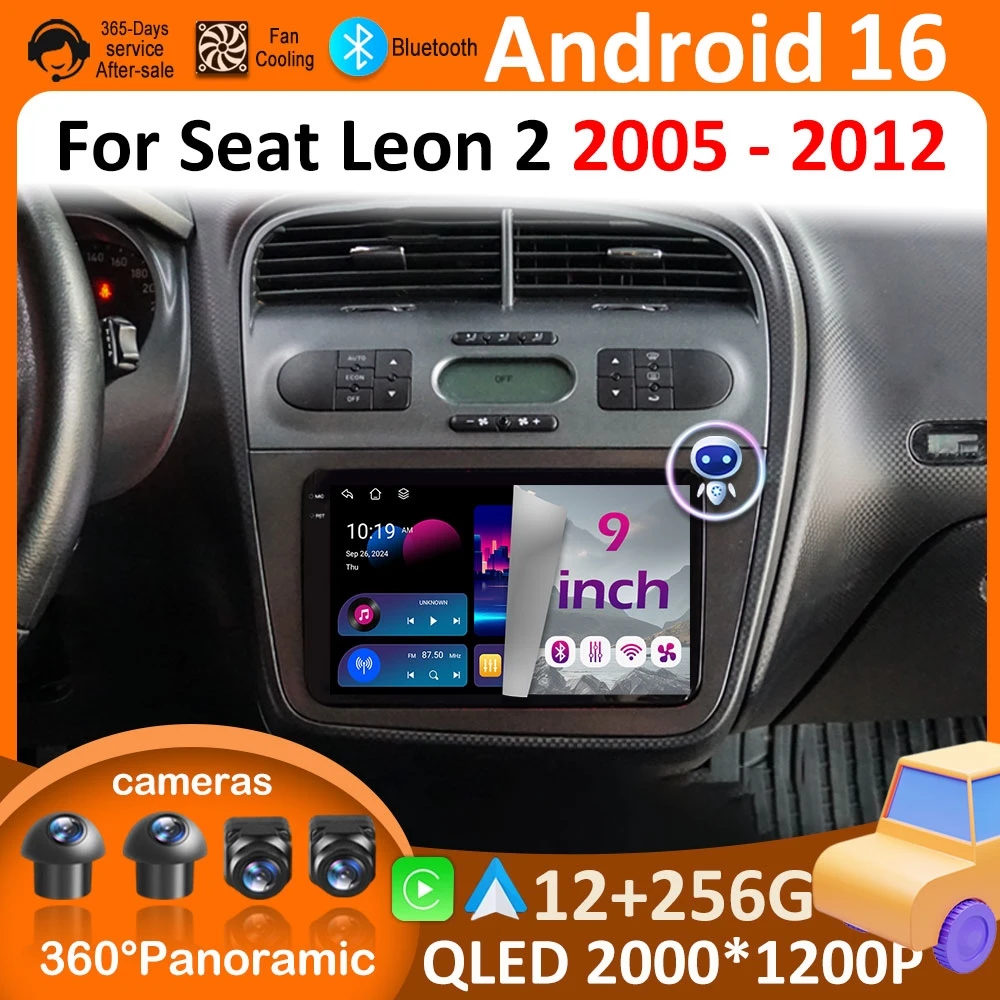 Light Hand Drive For Seat Leon 2 MK2 2005 2006 2007 2008 - 2012 Wireless Carplay Android 16 Bluetooth Touch Screen Accessories