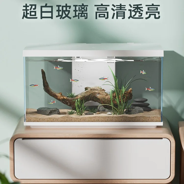 

ultra-white glass fish tank home landscaping living room desktop ecological water-free filtration
