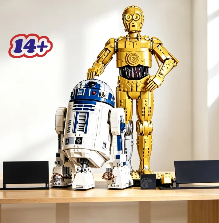 Image of Großer Ausverkauf: Star Interstellar Conflict C-3PO Bausatz R2D2 Roboter-Bausteine Puzzle-Modell Spielzeug für Geburtstags- und Halloween-Geschenke