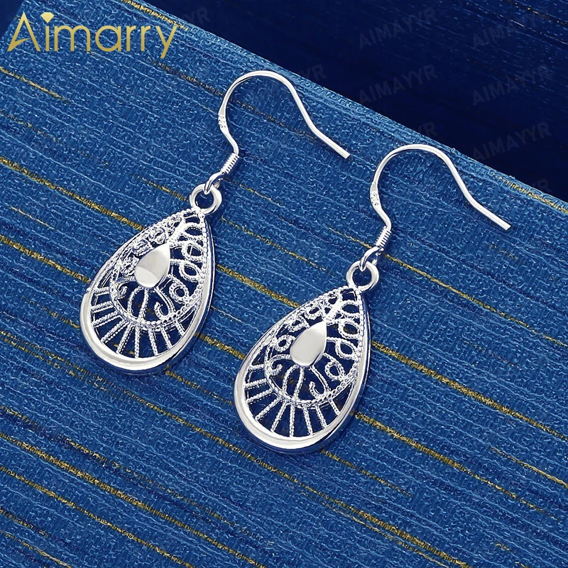 925 Sterling Silver Vintage Silk Droplet Earrings for Women's Parties Banquets Engagements Weddings High-quality Fashion Jewelry