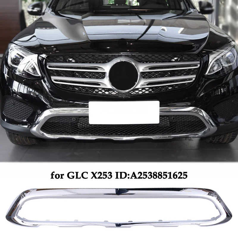 A2538851625 Front Bumper Chrome Chromium Trim Spoiler Diffuser Splitters For Mercedes Benz GLC X253 W253 GLC220d 4MATIC F-Cell