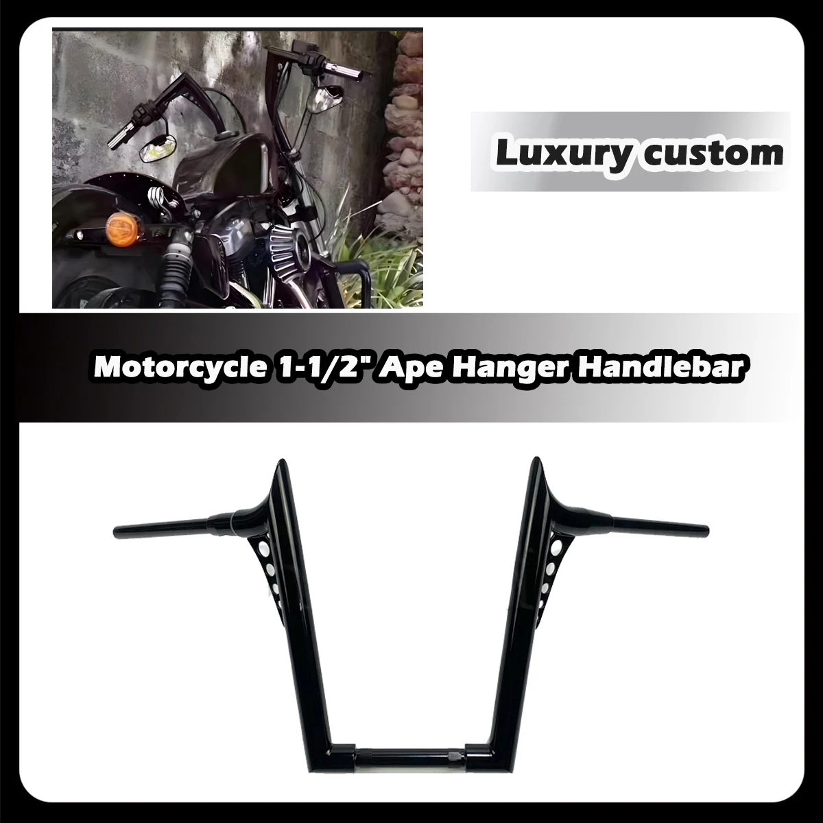 ZDQ Motorcycle Ape Hanger Handlebar 38mm 10