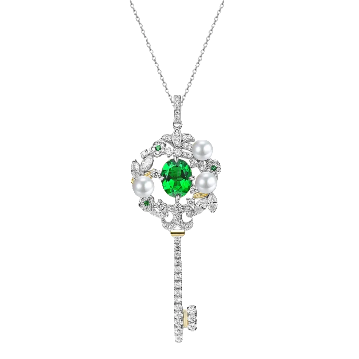 

New Luxury Fashion Key Artificial Colorful Treasure 925 Sterling Silver Pendant Inlaid with Women's Jewelry Wedding