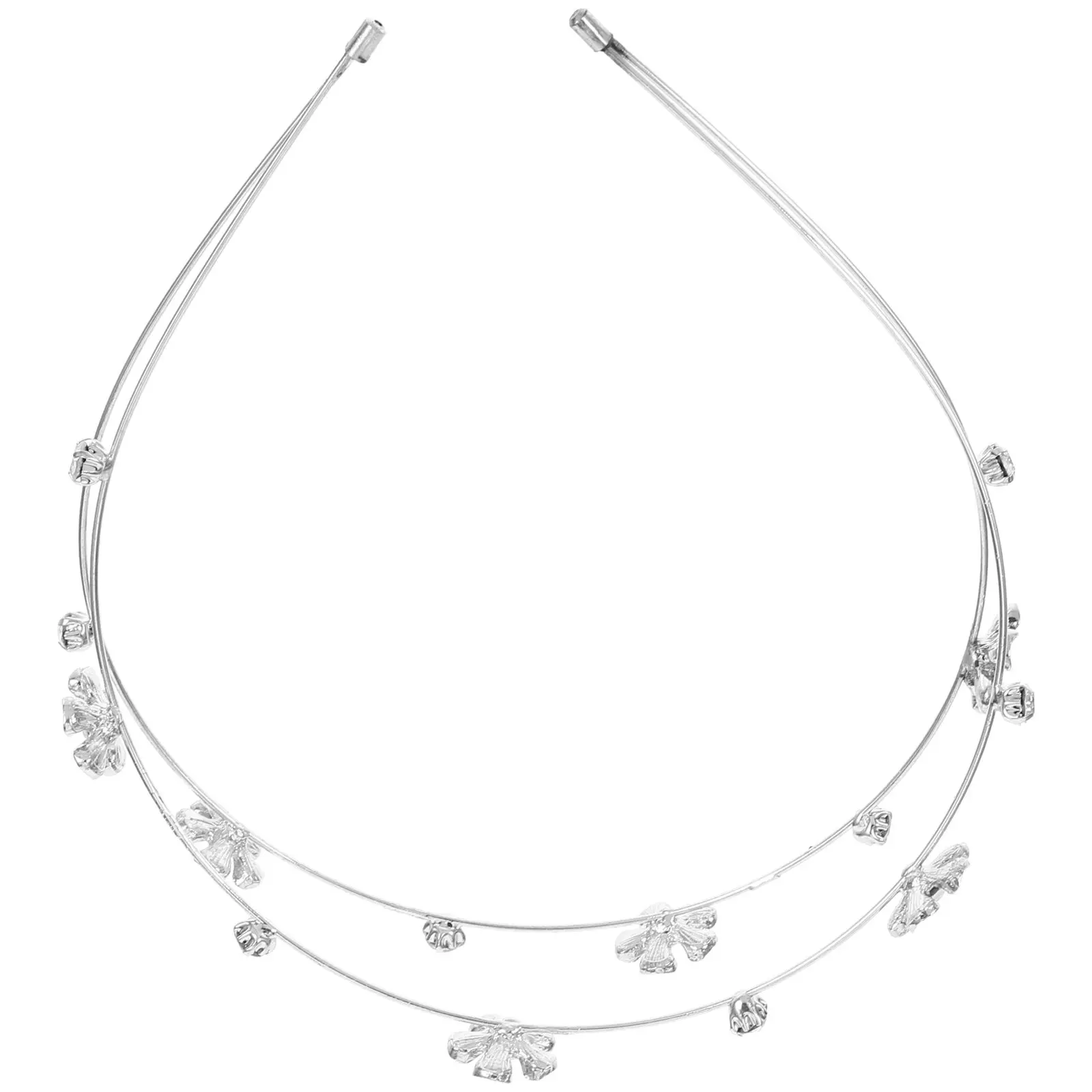 

Women Rhinestone Headband Double Layer Silver Plated Alloy Bridal Wedding Hair Band Sparkling Crystal Bridal Hair Accessories