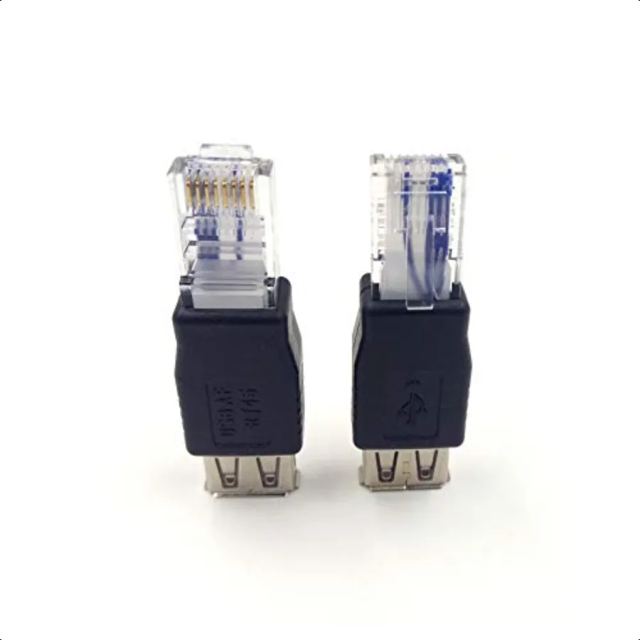 2 Paket USB RJ45 USB2.0 A Female ke RJ45 Ethernet Male AF8P8C Konektor USB Transfer Jaringan Adaptor Steker