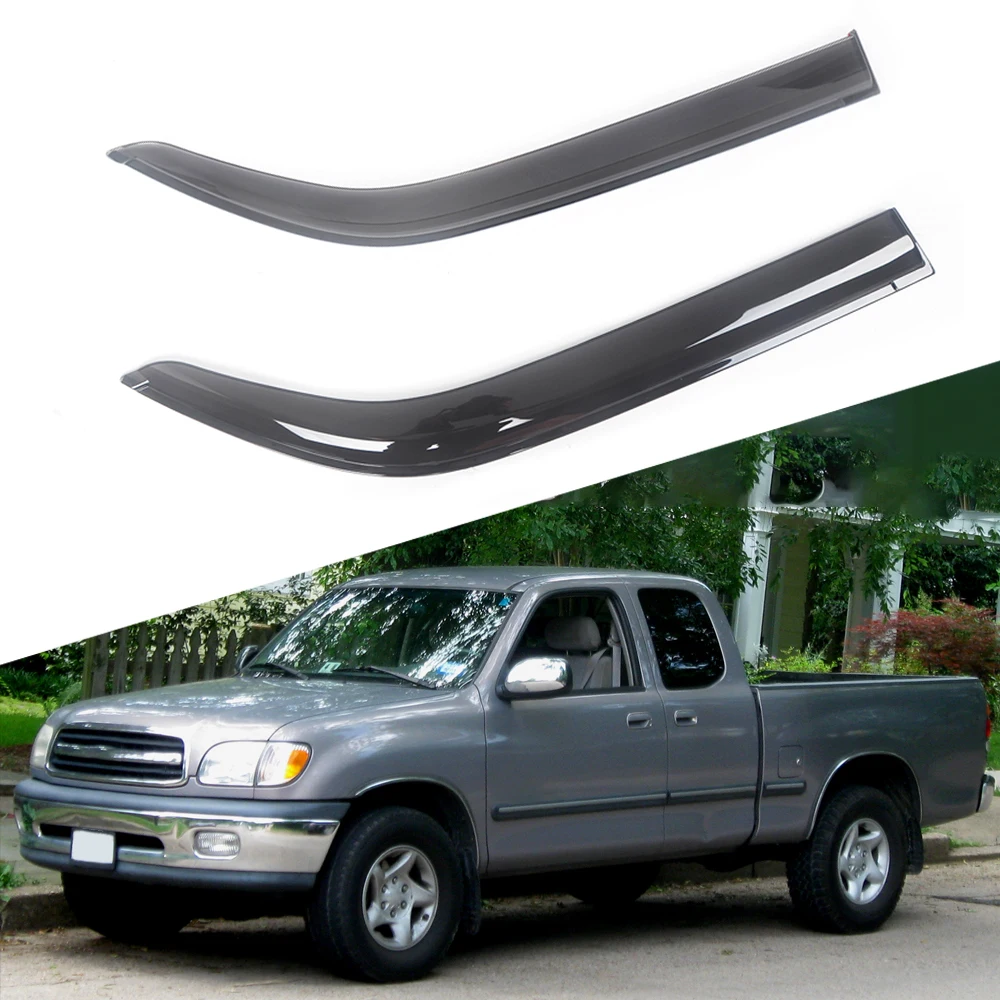 For Toyota Tundra 2000-2018 Cab Pickup Black Tinted Car Side Window Visor Guard Vent Awnings Shelters Rain Guard Door Ventvisor