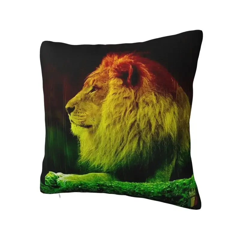 Luxury Jamaica Rastafarian Reggae Rasta Lion Sofa Cushion Cover Velvet Jamaican Proud Throw Pillow Case Living Room Decoration