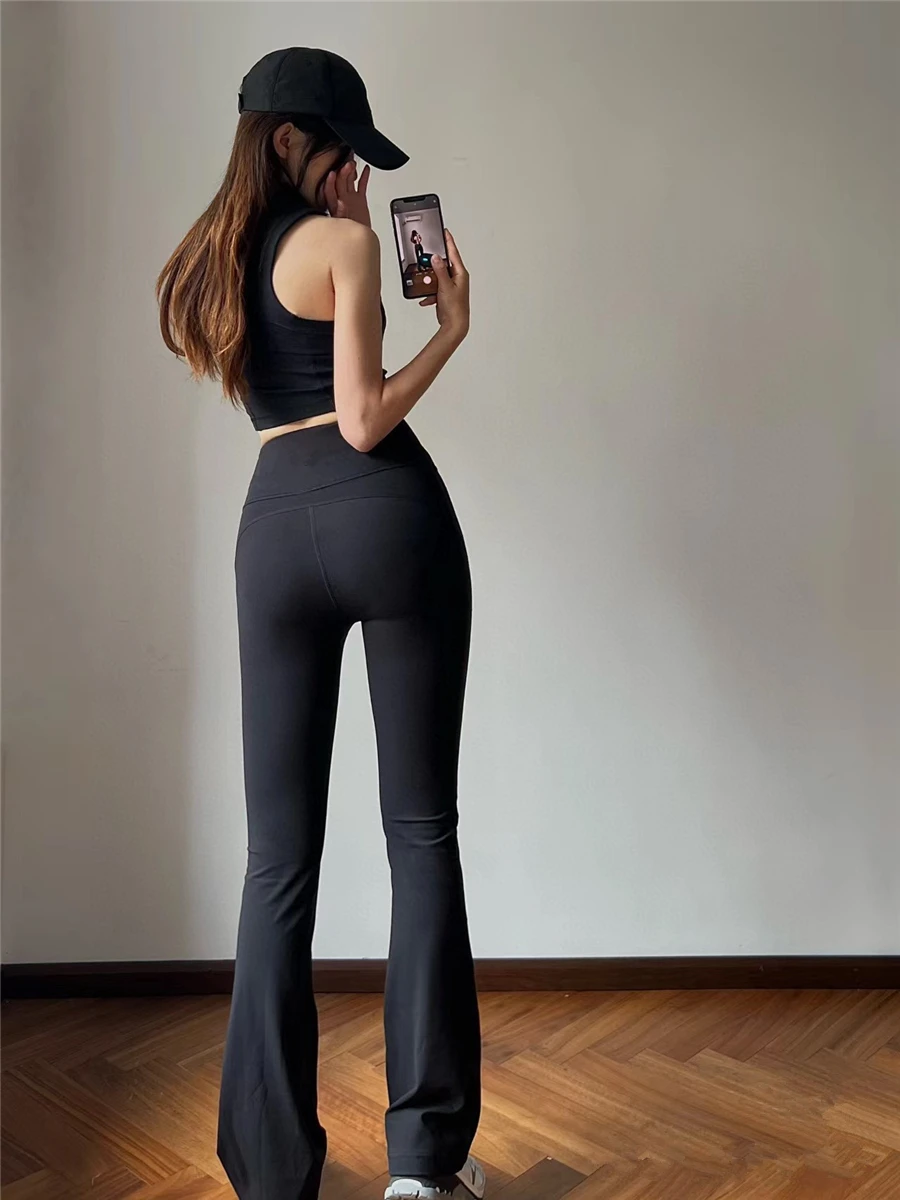 Doppelseitige Fce Arkskin-Hose für Damen, lässige Fitn-Hose, ausgestellte Leggings, Boting-Hose für Damen