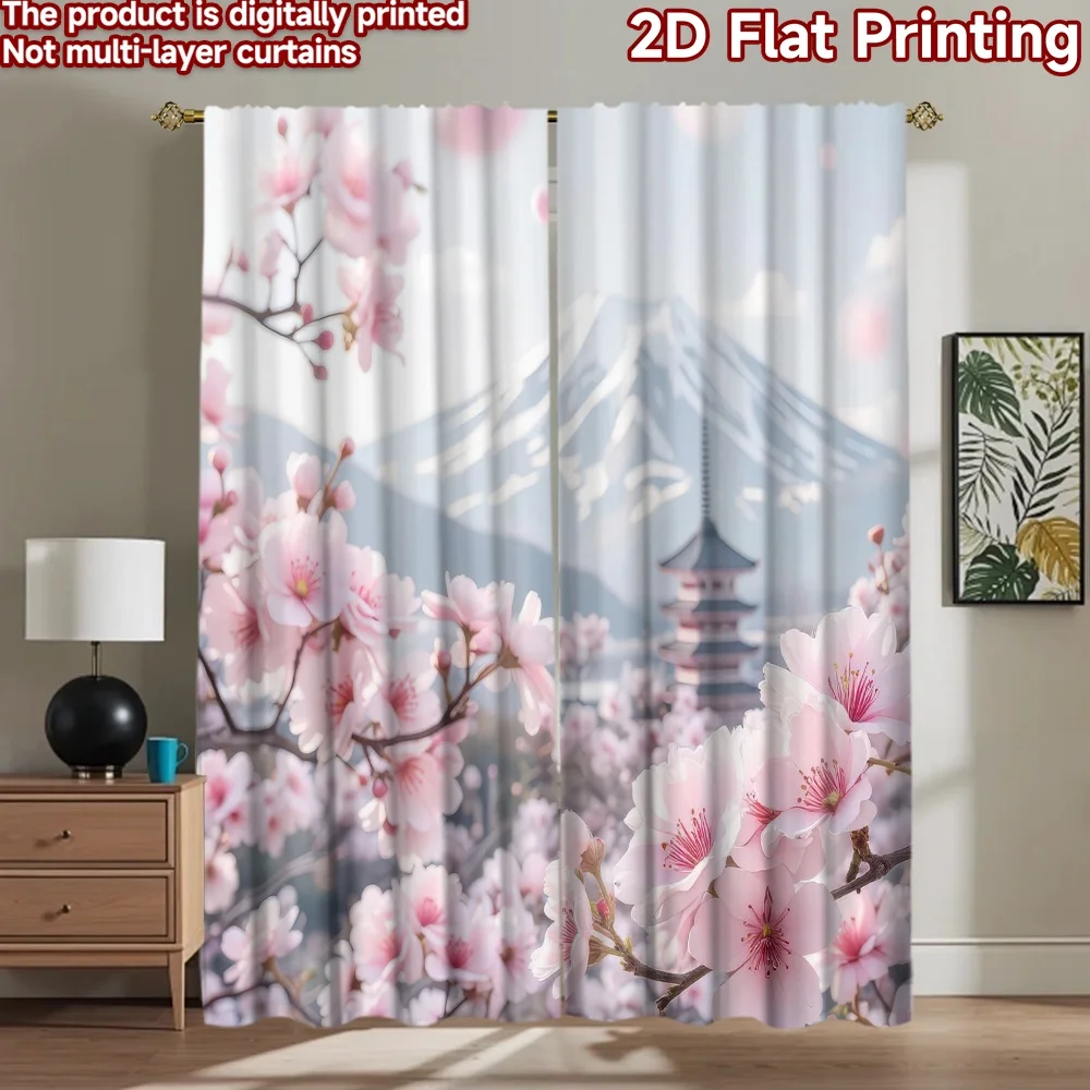 

1pc 2D flat Photography Backdrop Popular Party Party Backdrop Cherry Blossoms and Mountain 100% Polyester Birthday Party Perfect