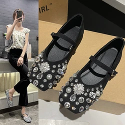 High Appearance Level Buckle Shallow Mouth Rhinestones Fashion All Comfortable Non-slip Breathable Wear-resistant Women's Shoes