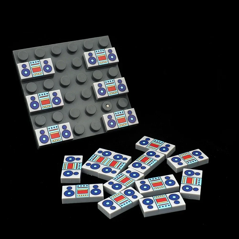 MOC 10PCS Bricks Part 3069 Machine Radio Pattern Printed Building Block Car Matter Player Compatible Accessories Toys Kid Gifts