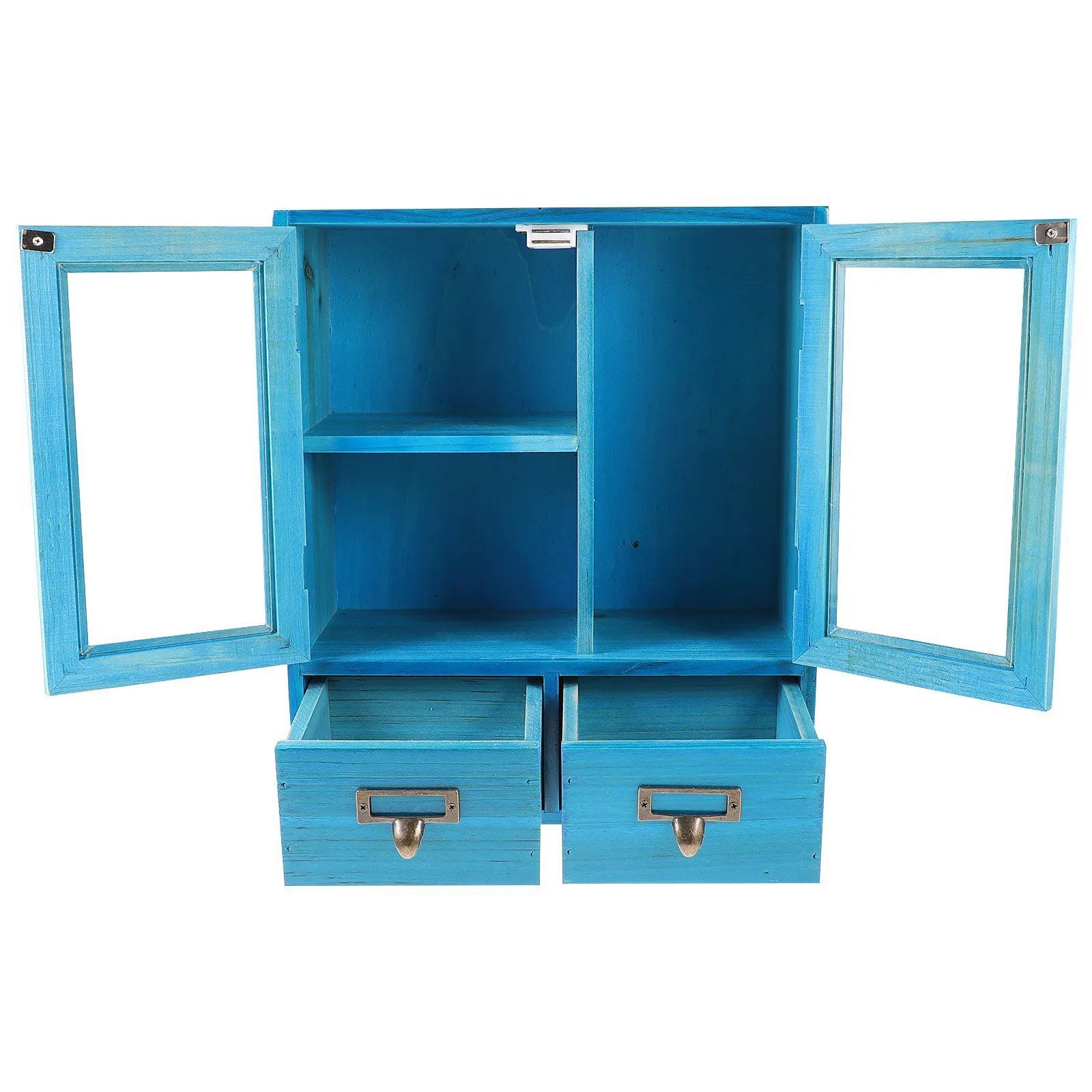

Vintage Wooden Wall Cabinet for Home Storage Space Saving Double Door Display Cabinet Living Room Kitchen Decorative Furniture