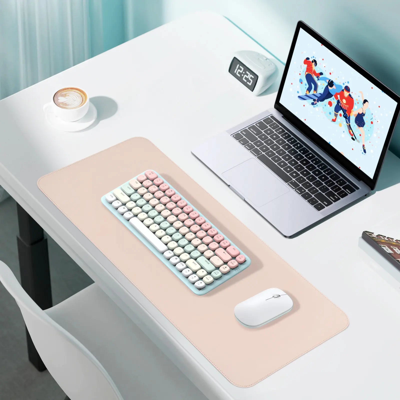 Large Desk Mat Comfortable Mouse Pad Non-Slip Stable Keyboard Mat Strap Portable Office Gaming Desktop Protector Pad