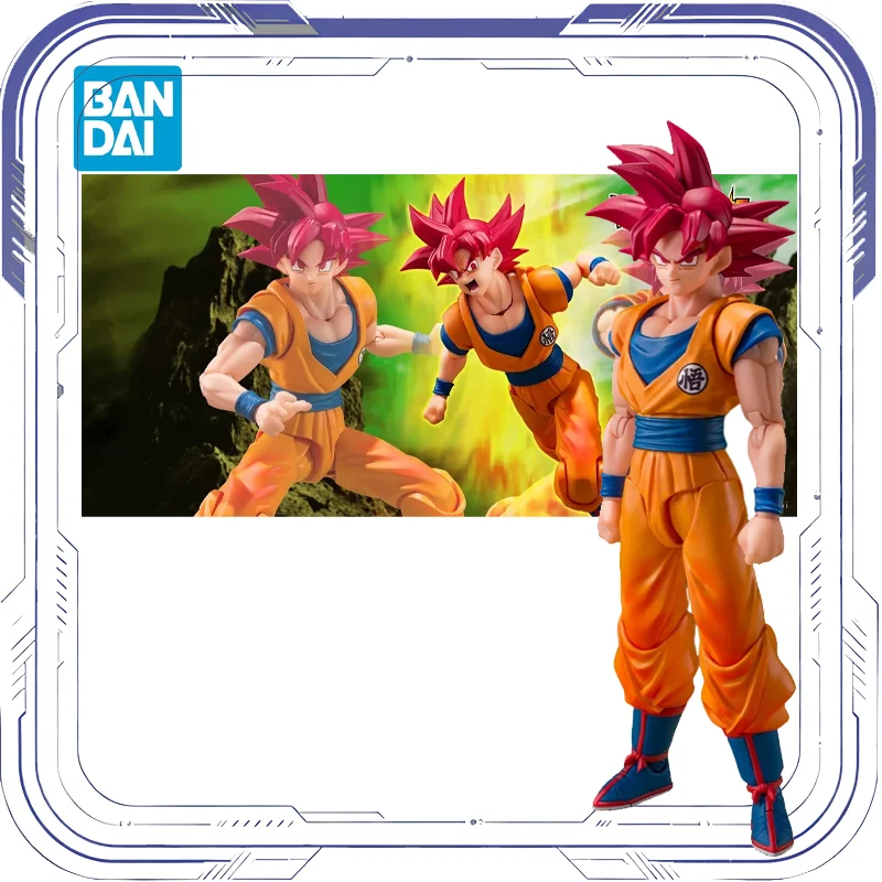 Bandai Original Finished Product S.H.Figuarts Super Saiyan God Son Goku (GOD AURA)Dragon Ball Z Anime Action Figure in Stock