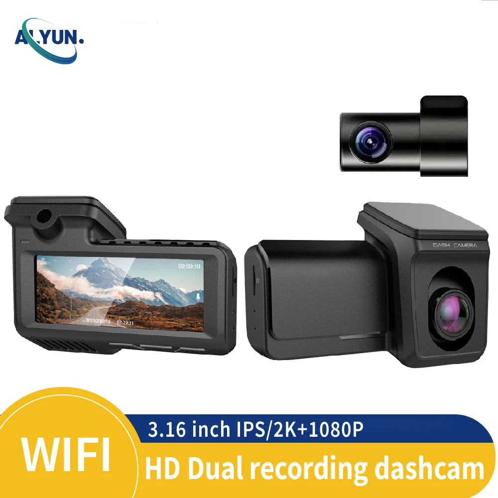 NEW Dual lens 3.2Inch 2k Dash Cam WiFi APP Connection driving recorder Auto Car Camera Night Vision G-Sensor Registrar Black box