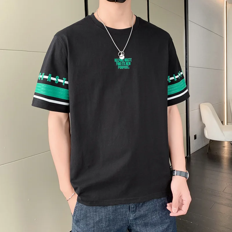 2023 Summer New White, Gray, Yellow, Black, Short Sleeve T-Shirt Men's Loose Letter Embroidery T-Shirt Men's Top