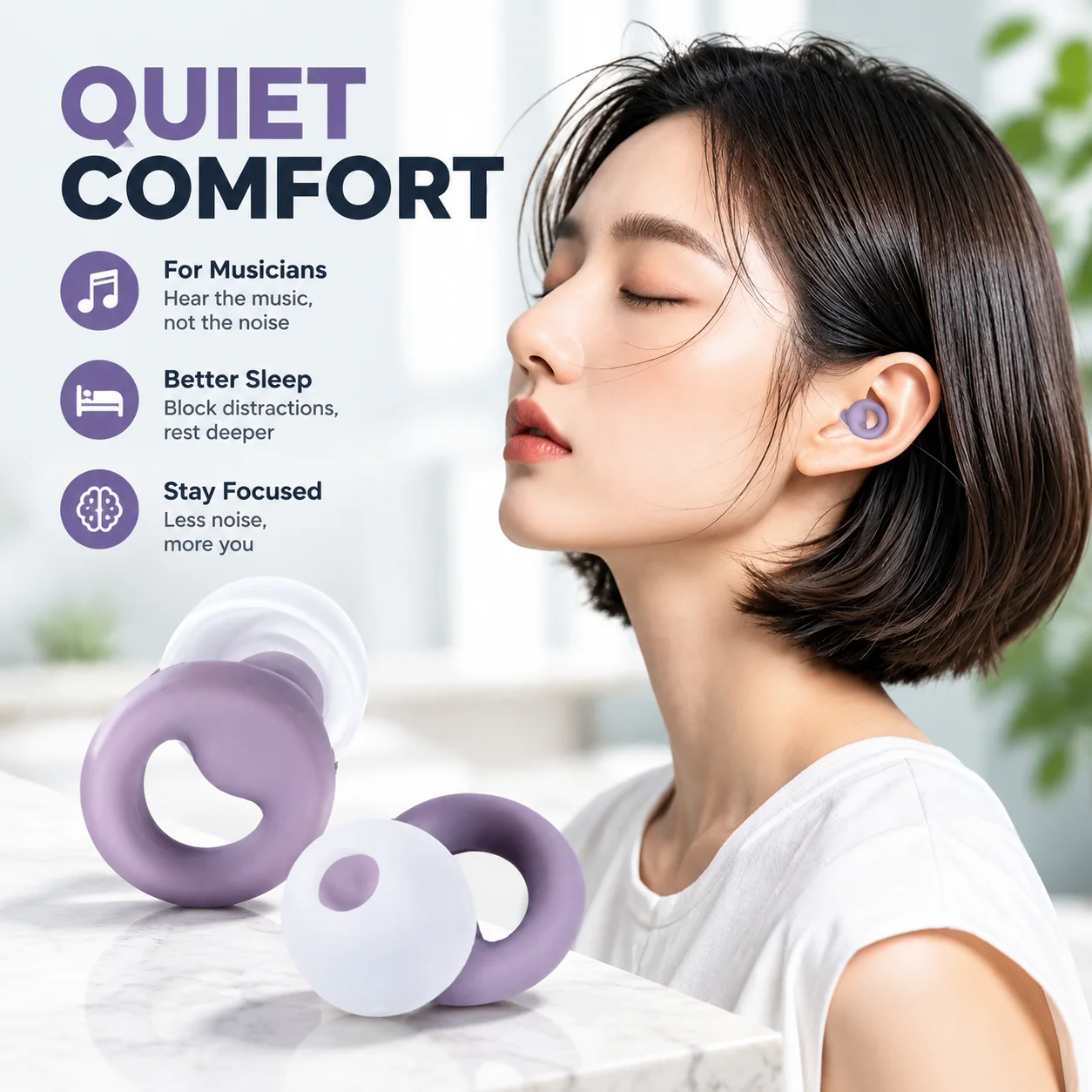 Reusable Silicone Earplugs for Musicians, Sleep, Focus & Live Music - High Fidelity Noise Reducing Concert Ear Plugs