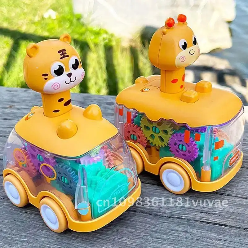 Coche de juguete de animales para bebés, coches de prensa y Go para niños pequeños, juguetes iluminados para tirar hacia atrás, coches de cuerda para niños de 1 a 2 años, regalos de cumpleaños