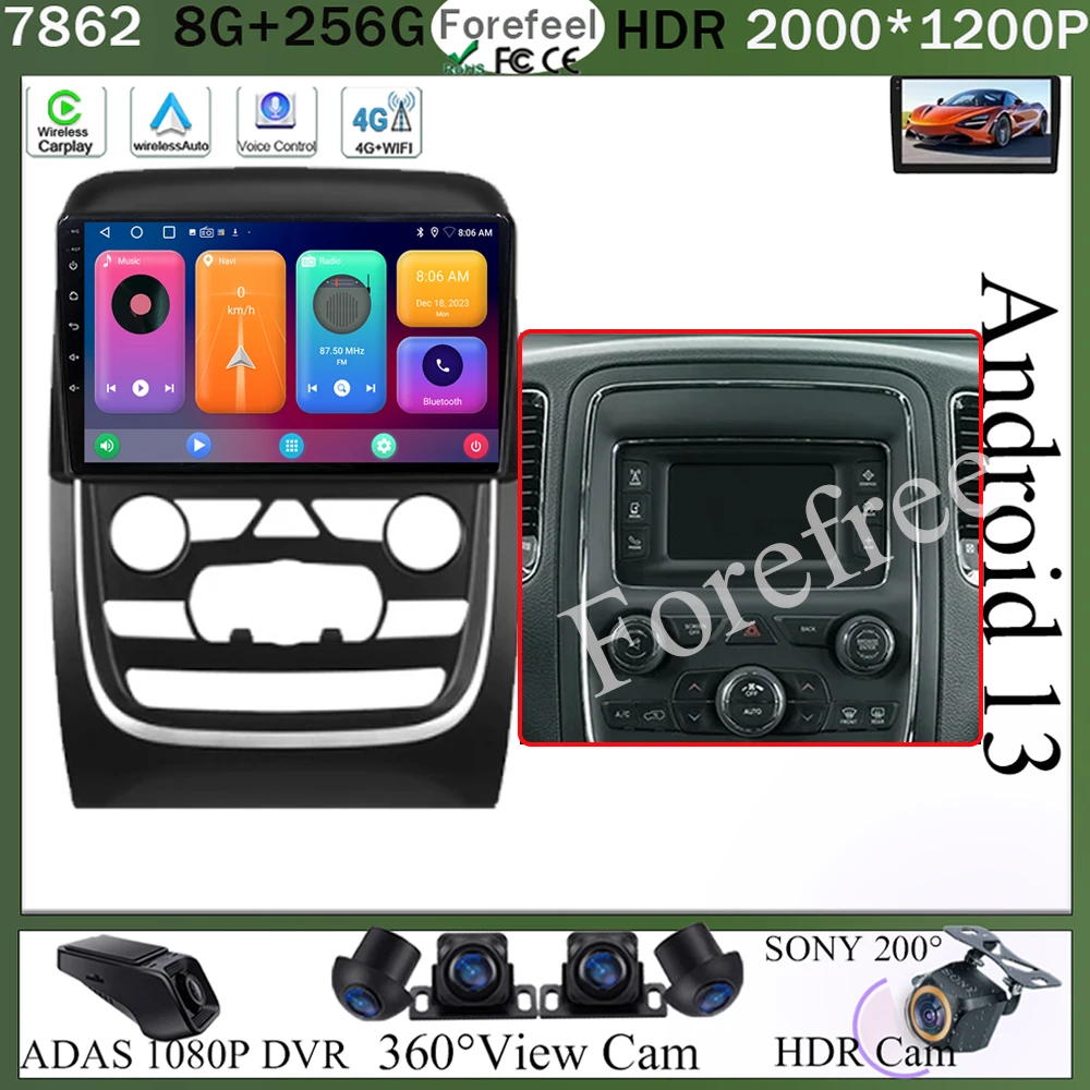 For Dodge Durango 3 WD 2013 - 2020 Android 13 Multimedia Car GPS Stereo Radio No 2Din DVD 4G Auto WiFi Player Screen Navigation